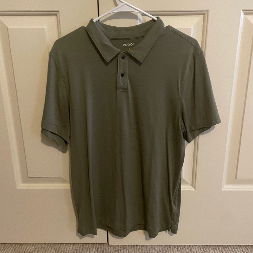 Proof 72 Hour Merino Olive Green Polo Size Medium